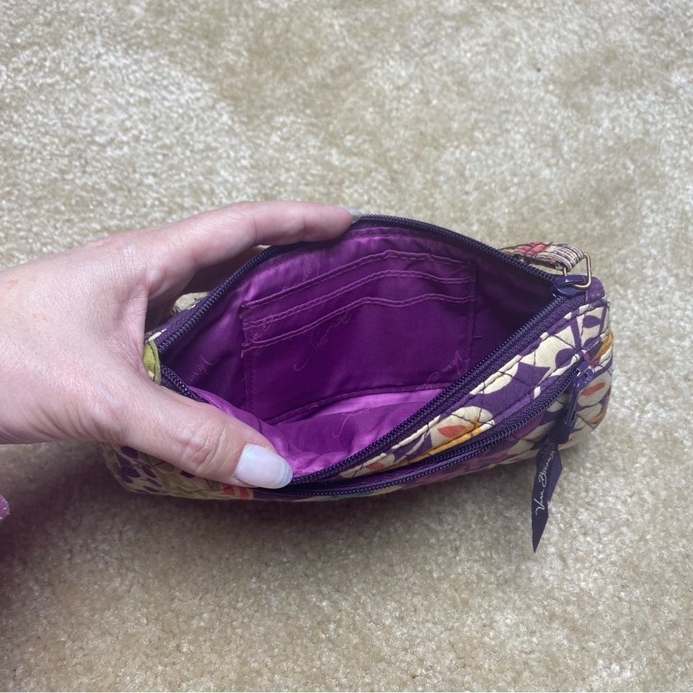Vera Bradley Small Purple Zipper Clutch 5x9in - Picture 5 of 6